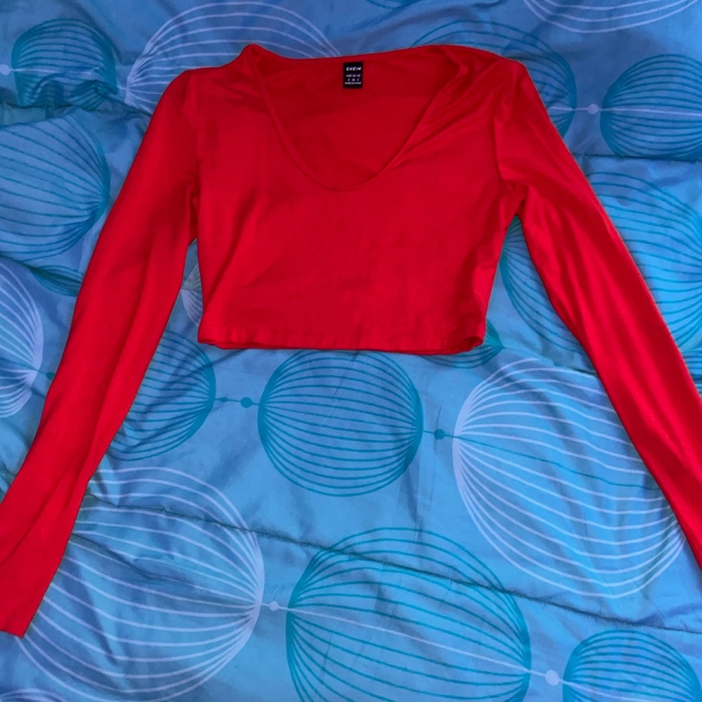 SHEIN small crop top. red-orange color.
